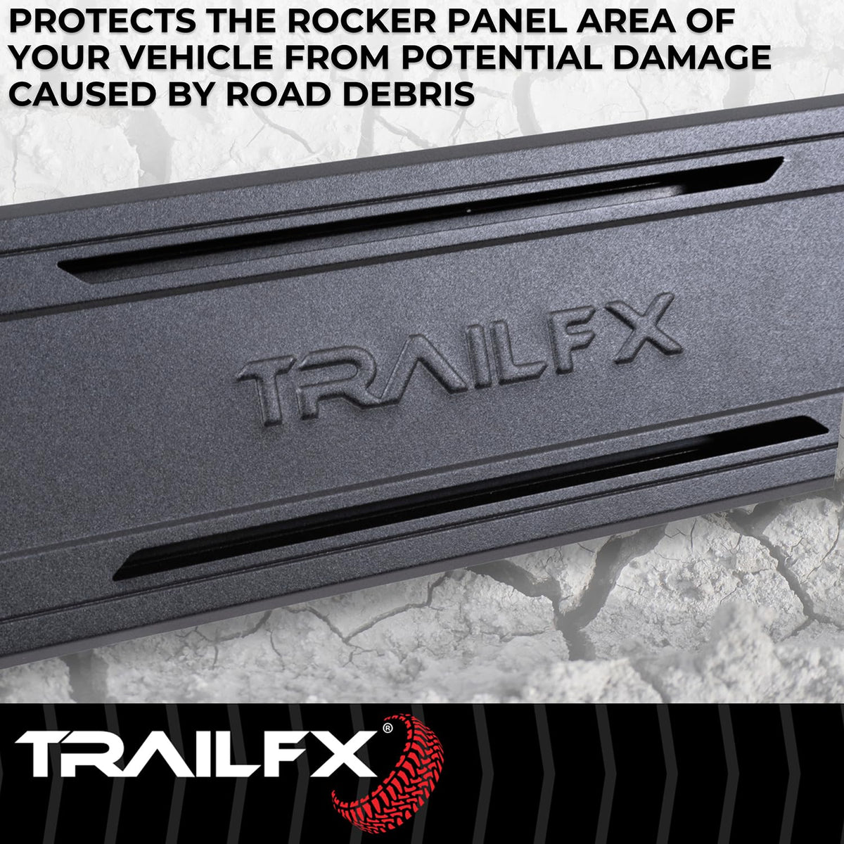 TRAILFX AL6003B TrailFX Running Boards for Chevrolet Silverado 1500 Double Cab 2014-2018 Black Matte Titanium Powder Coated Aluminum 6.5 Inch Wide Step Rocker Panel Mount TrailFX AL6003B A6 Series