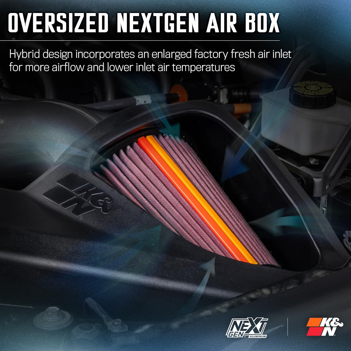 K&N FILTER 70-2591 K&N NextGen Aluminum Cold Air Intake System: High-Flow Cotton Filter: Compatible with 2015-2025 FORD F150; 70-2591