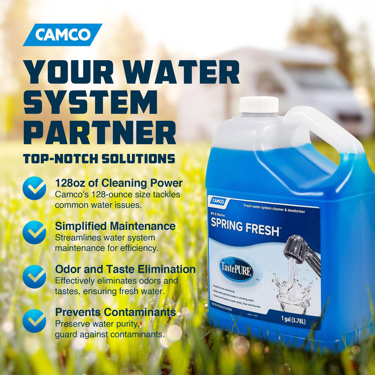 CAMCO 40207 Camco TastePURE Spring Fresh Water System Cleaner - 1 Gallon - Made in USA