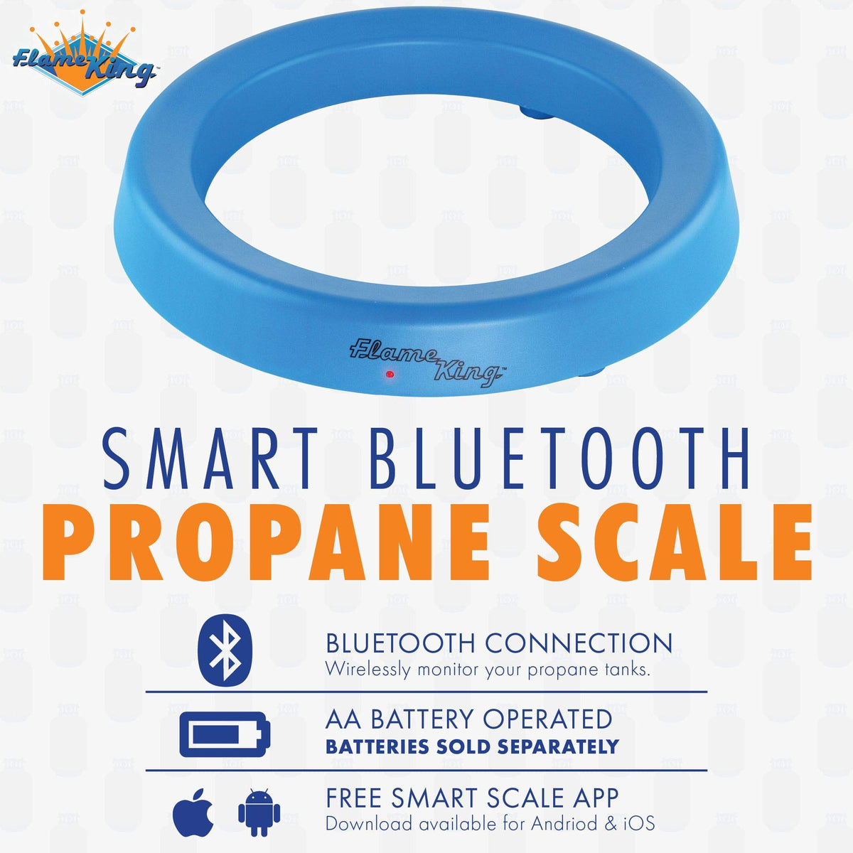 FLAME KING YSNPS1 Flame King Smart Wireless Propane Tank Scale - Bluetooth Gas Gauge with App Connectivity for BBQ and Grills Monitors Multiple Propane Cylinders - 20/30/40 lb Tanks