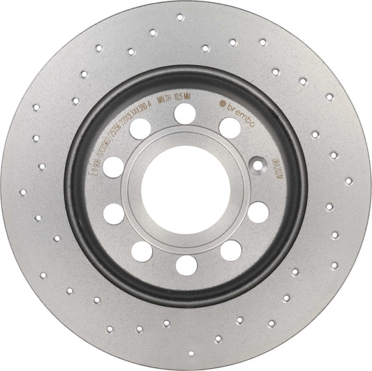 BREMBO 08A2021XC02 Brembo 08.A202.1X Xtra UV Coated solid drilled Rear Brake Rotor AUDI/AUDI (FAW)/SEAT/SKODA/SKODA (SVW)/VW/VW (FAW)/VW (SVW) OE# 1K0615601AD