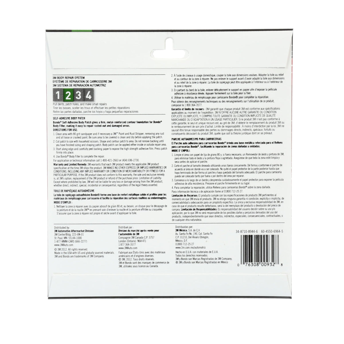 3M 932 Bondo Self-Adhesive Body Patch, For Large Rust-Outs and Damaged Areas, 2 Patches, 5.9 in x 5.8 in, 2 Patches