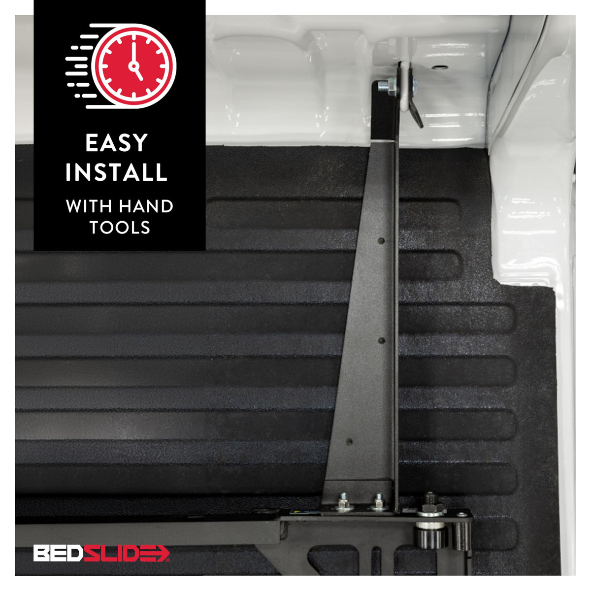 Bedslide No-Drill Truck Bed Brackets, for Truck Bed Organizer, Fits Chevy Silverado and GMC Sierra, Years 2019-2024, 6'9" Bed, Black