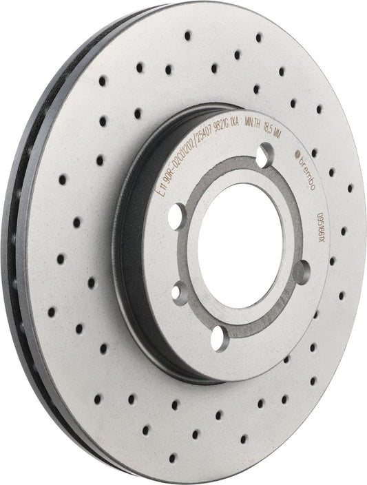 BREMBO 0951661XC02 Brembo 09.5166.1X Xtra UV Coated vented drilled Front Brake Rotor SEAT/VW/VW (SVW) OE# 6N0615301D