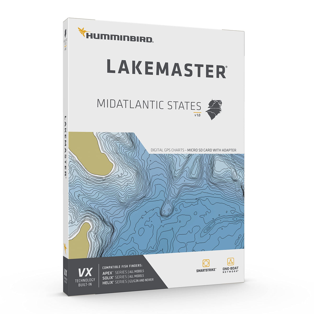 HUMMINBIRD 601004-1 Humminbird LakeMaster Mid-Atlantic V1 Map SD Card for Fish Finders