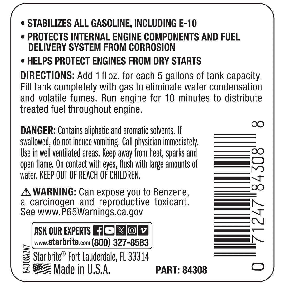 STAR BRITE 084308P STAR BRITE Pro Star Gasoline Stabilizer with Corrosion Inhibitors