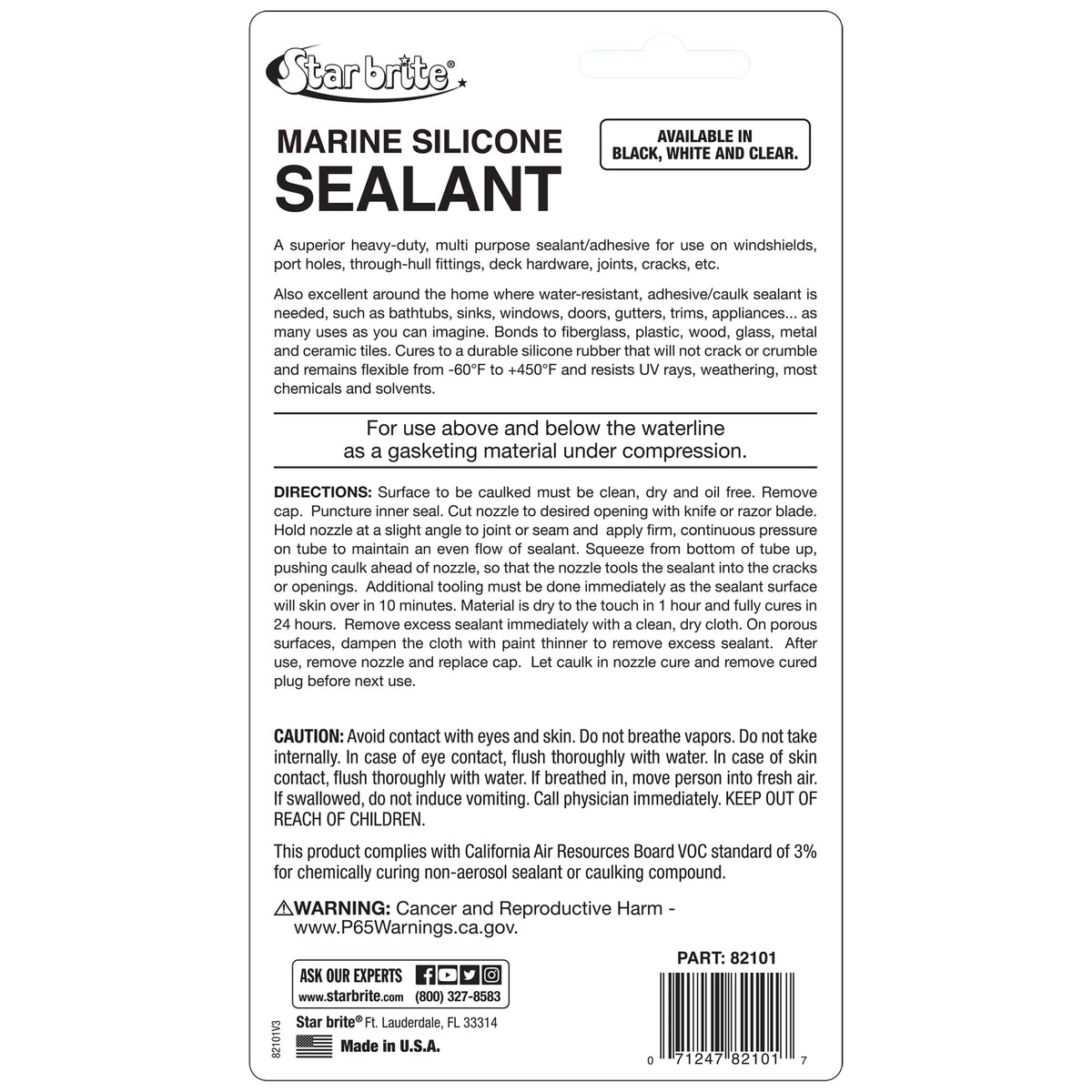STAR BRITE 082101 STAR BRITE Marine Silicone Sealant White - Waterproof