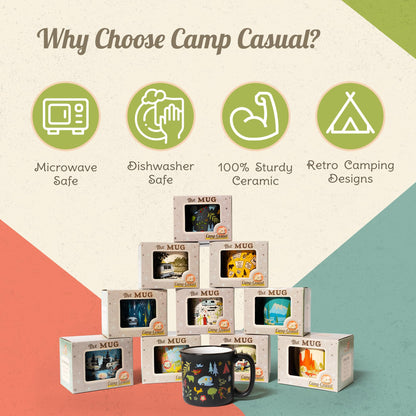 CAMP CASUAL CC-004PR Ceramic Coffee Mug - 15 oz Retro Inspired Camping Mug - for Hot & Cold Drinks - Works as a Tea, Soup, & Coffee Mug - Stylish, Versatile, & Microwaveable Camping Coffee Mugs by Camp Casual
