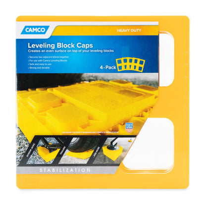 CAMCO 44500 Camco Camper/RV Leveling Block Cap - Provides More Stable & Safer Surface for Jacks or Stabilizers - Secure 2 Blocks Together - 4-Pack (44500)