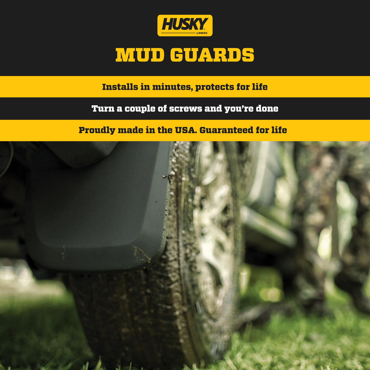 Husky Liners 58546 Husky Liners Custom Mud Guards – Fits 2024 Ford Ranger XLT, SuperCrew (Crew Cab),Will NOT FIT Raptor – Front & Rear, 4-pc Black - 58546