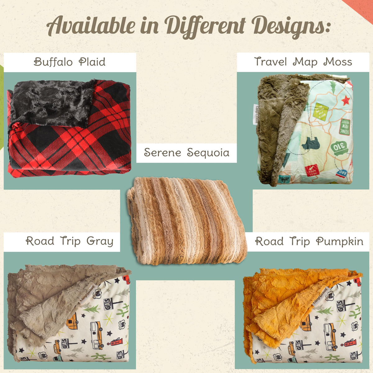 CAMP CASUAL CC-005SS Camp Casual Throw Blanket for Camping - Plush Reversible Camping Blanket for Indoor & Outdoor Settings - Machine Washable Soft Blanket - 100% Polyester Cozy Blanket with Retro-Inspired Patterns