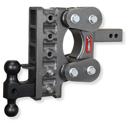 GEN-Y HITCH GH-2325 GEN-Y Hitch Heavy Duty Tow Hitch for 2.5" Receiver - 7.5" Drop/Rise with 5 Adjustable Positions, Includes Dual Ball Mount, Pintle Lock and Pins, 10,000 lbs Towing Capacity, 1,100 lbs Tongue Weight