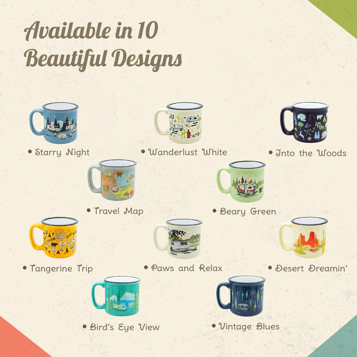 CAMP CASUAL CC-004B Ceramic Coffee Mug - 15 oz Retro Inspired Camping Mug - for Hot & Cold Drinks - Works as a Tea, Soup, & Coffee Mug - Stylish, Versatile, & Microwaveable Camping Coffee Mugs by Camp Casual
