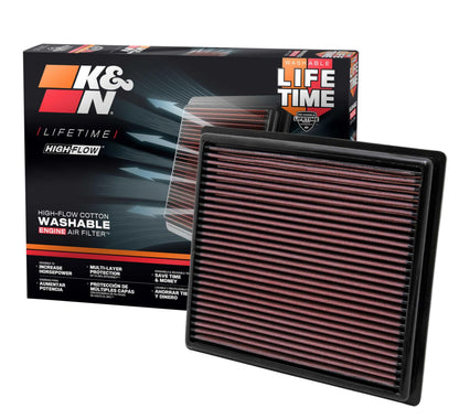 K&N FILTER 33-2443 K&N High-Flow Original Lifetime Engine Air Filter: Increase Power: Premium, Washable: Compatible with 2010-2026 Toyota/Lexus/Mitsubishi/Fiat: (See Product Description for Select Models) 33-2443