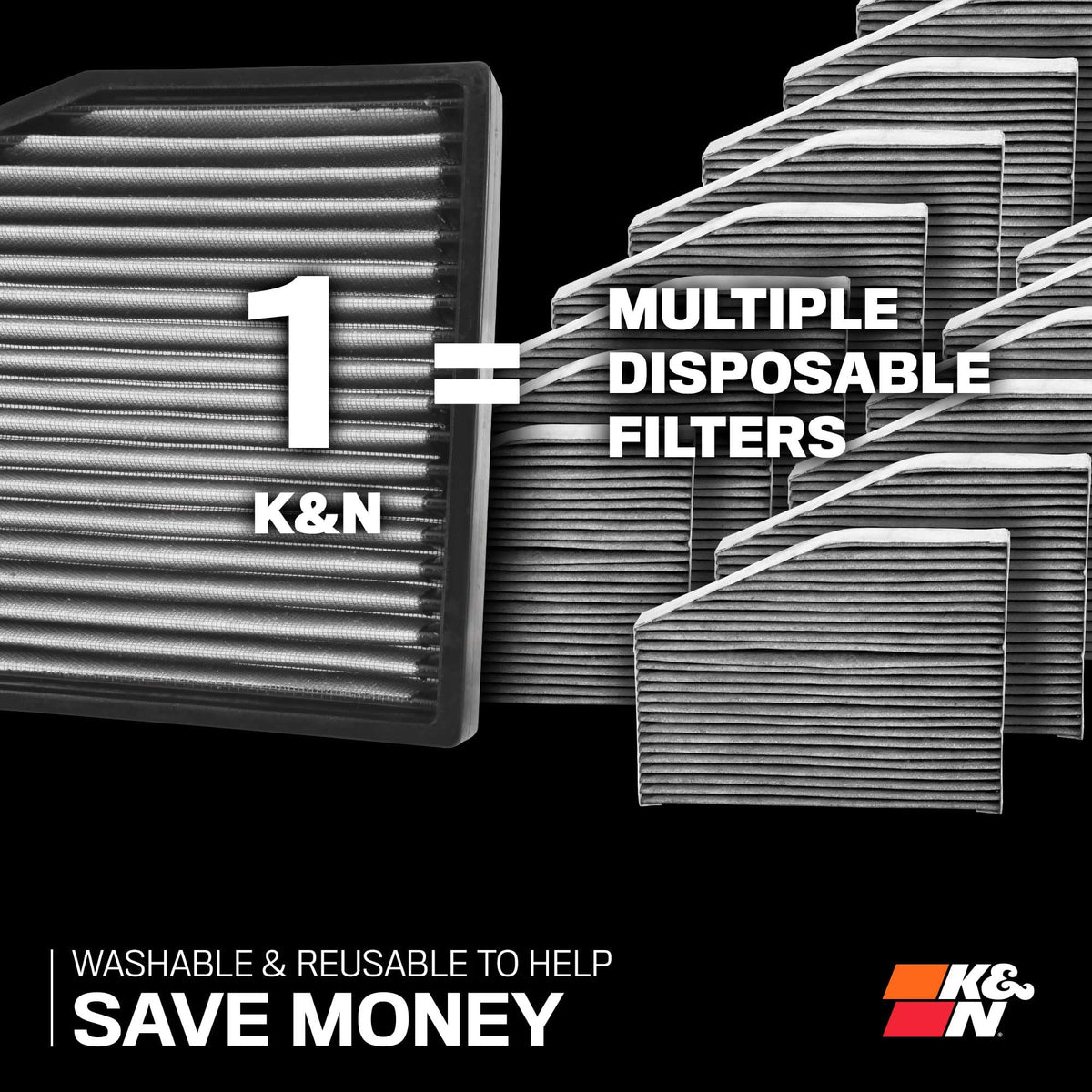 K&N FILTER VF2076 K&N LIFETIME Cabin Air Filter: Washable, Clean Air for your Cabin, VF2076