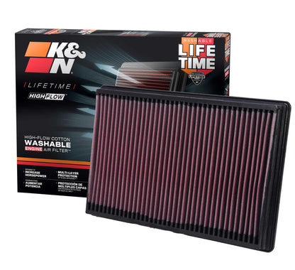 K&N FILTER 33-2247 K&N High-Flow Original Lifetime Engine Air Filter: Increase Power: Premium, Washable: Compatible with Select 2002-2026 Dodge/Ram: 1500, 2500, 3500, 4500, 5500, 33-2247