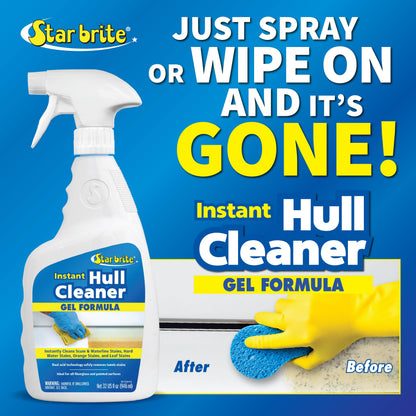 STAR BRITE 096132 STAR BRITE Instant Hull Cleaner - 32 Oz Gel Spray - Easily Remove Stains, Scum Lines & Grime on Boat Hulls, Fiberglass, Plastic & Painted Surfaces - Easy to Use Formula (096132)