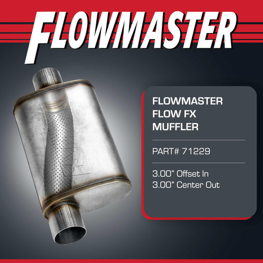 FLOWMASTER 71229 Flowmaster Flow FX Chambered Muffler – 3.00" Offset In / 3.00" Center Out