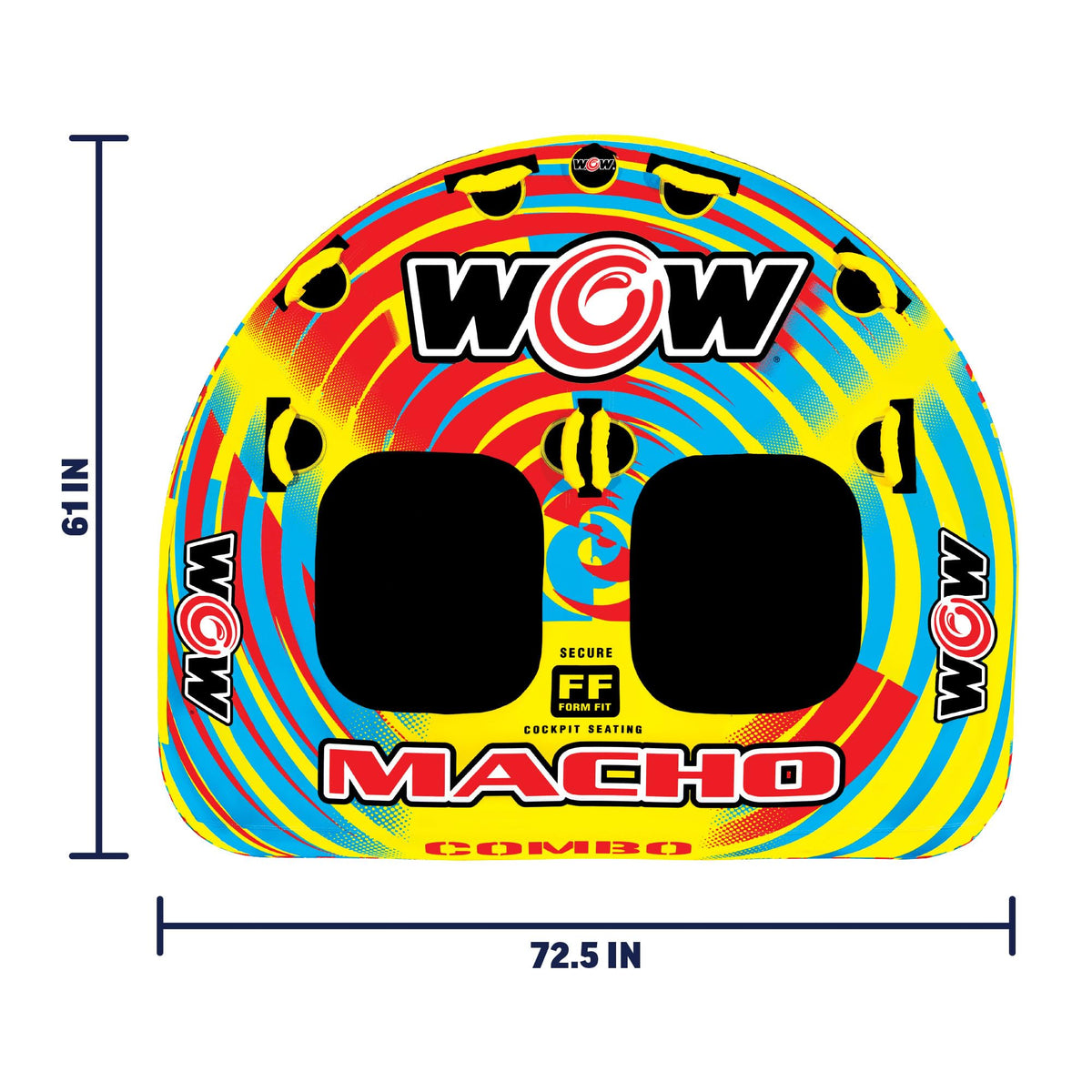 WOW SPORTS 16-1010 WOW Sports Macho Combo Towable Tubes for Boating, Accessories for Tubing, Water Tube for Boats - Double Seater 2 Person 340 lbs Capacity