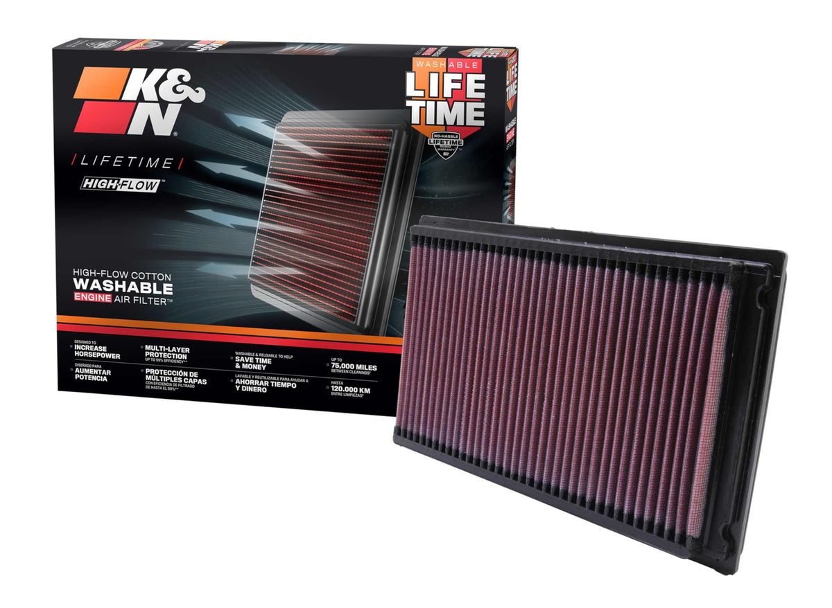 K&N FILTER 33-2031-2 K&N High-Flow Original Lifetime Engine Air Filter: Increase Power: Premium, Washable: Compatible with 1981-2021 Faw/Ford/Infiniti/Nissan: (See product Description for Select Models) 33-2031-2