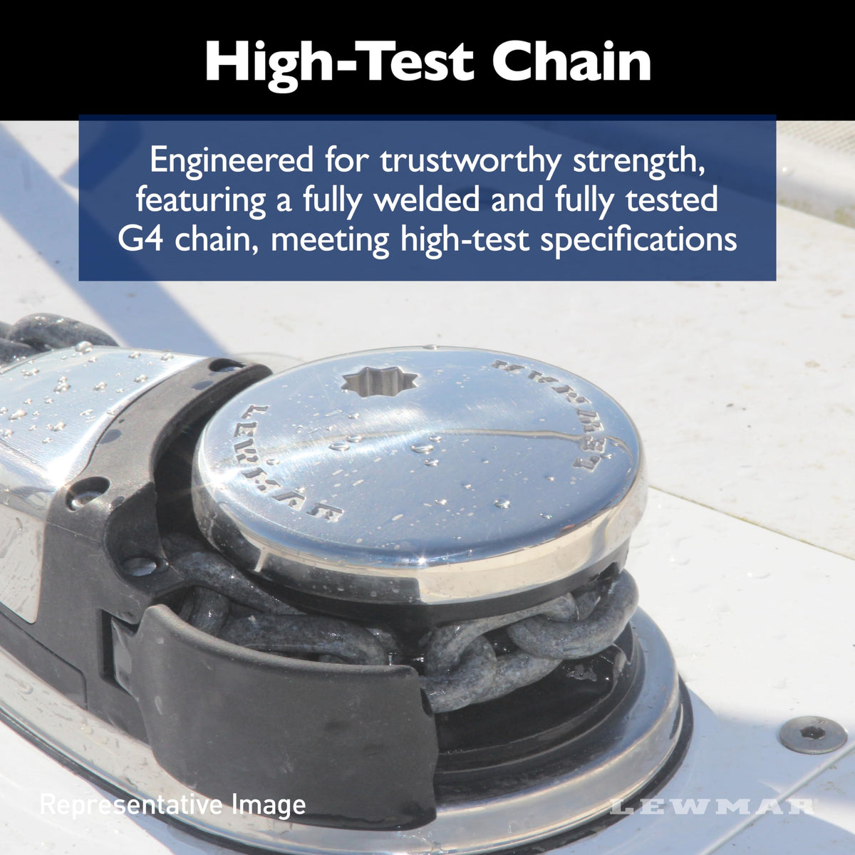 LEWMAR 69000334 Lewmar Boat Anchor Rode for Windlasses - 15' 1/4" G4 Chain, 200' 1/2" Rope with 5/16" Shackle, High-Test-Rated Galvanized Links, Hand-Sewn Whipping