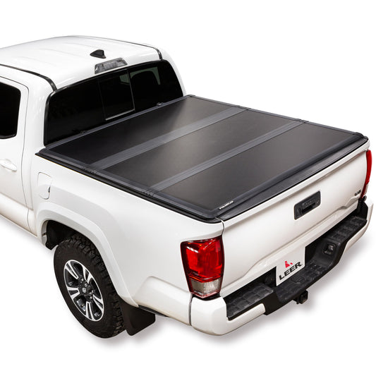 LEER 631289 LEER HF350M Tri-Folding Truck Bed Tonneau Cover, Fits Toyota Tundra Crew Max, Years 2007-2021, 5'6" Truck Bed, Black