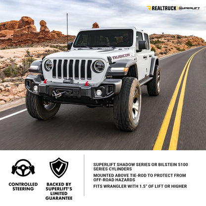 Superlift Suspension 92105 RealTruck SUPERLIFT SUSPENSION High Clearance Dual Steering Stabilizer Kit for Jeep Wrangler JK – Bilstein 5100 Series Cylinders – 92105 – Fits 2007-2018 Jeep Wrangler JK / JKU with 1.5" Lift or More