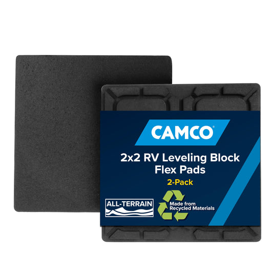 CAMCO 44600 Camco Universal RV Flex Pads for Leveling Blocks - Prevents RV Jacks & Stabilizers from Sinking Into Soft Ground - RV Leveling Made Easy - Blocks Measure 8 1/2" x 8 1/2" (44600)