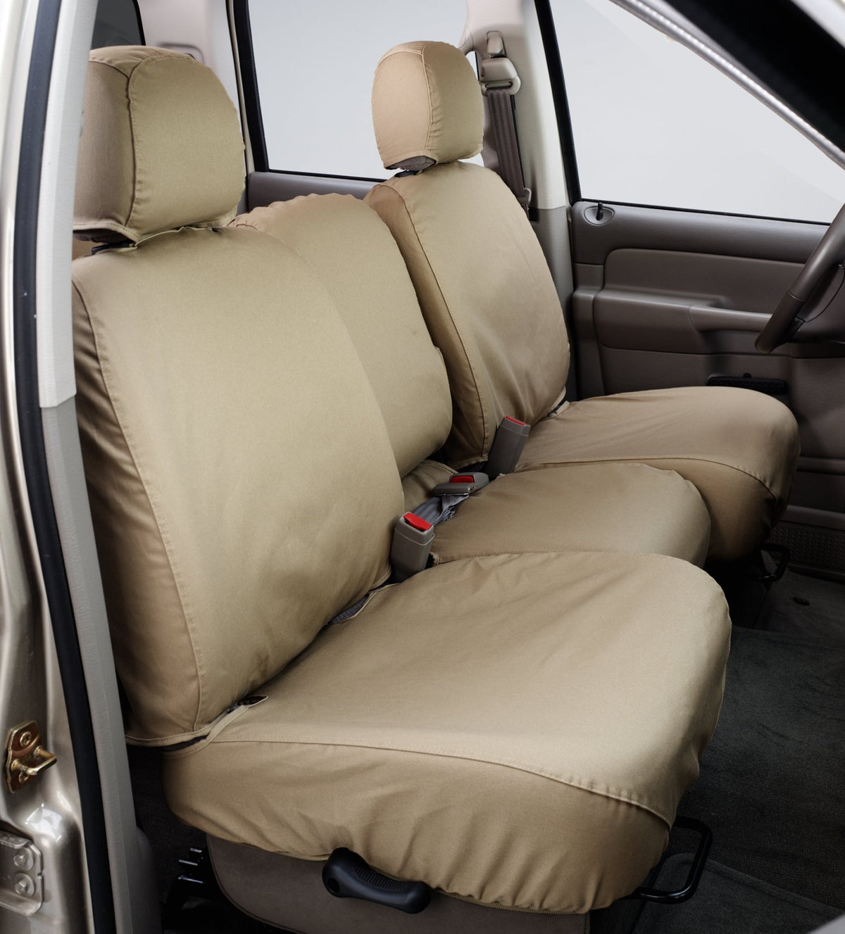 Covercraft SS3348PCTN Covercraft Custom-Fit Front Bench SeatSaver Seat Covers - Polycotton Fabric, Tan