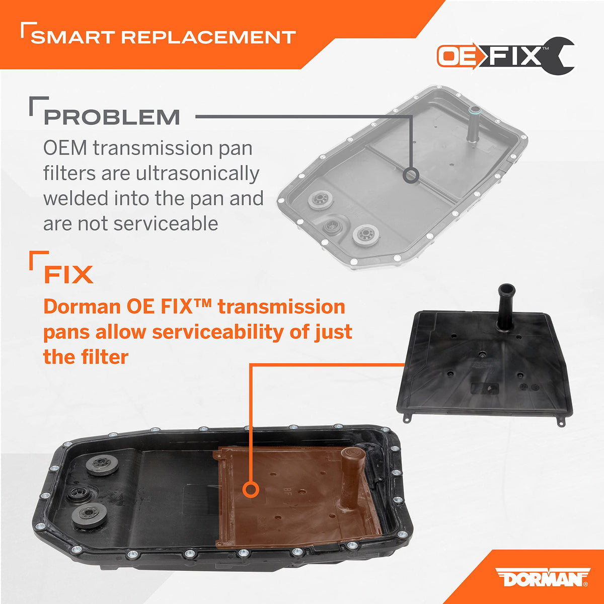 DORMAN 265-850 Dorman 265-850 Transmission Pan With Drain Plug, Gasket And Bolts Compatible with Select Models (OE FIX)