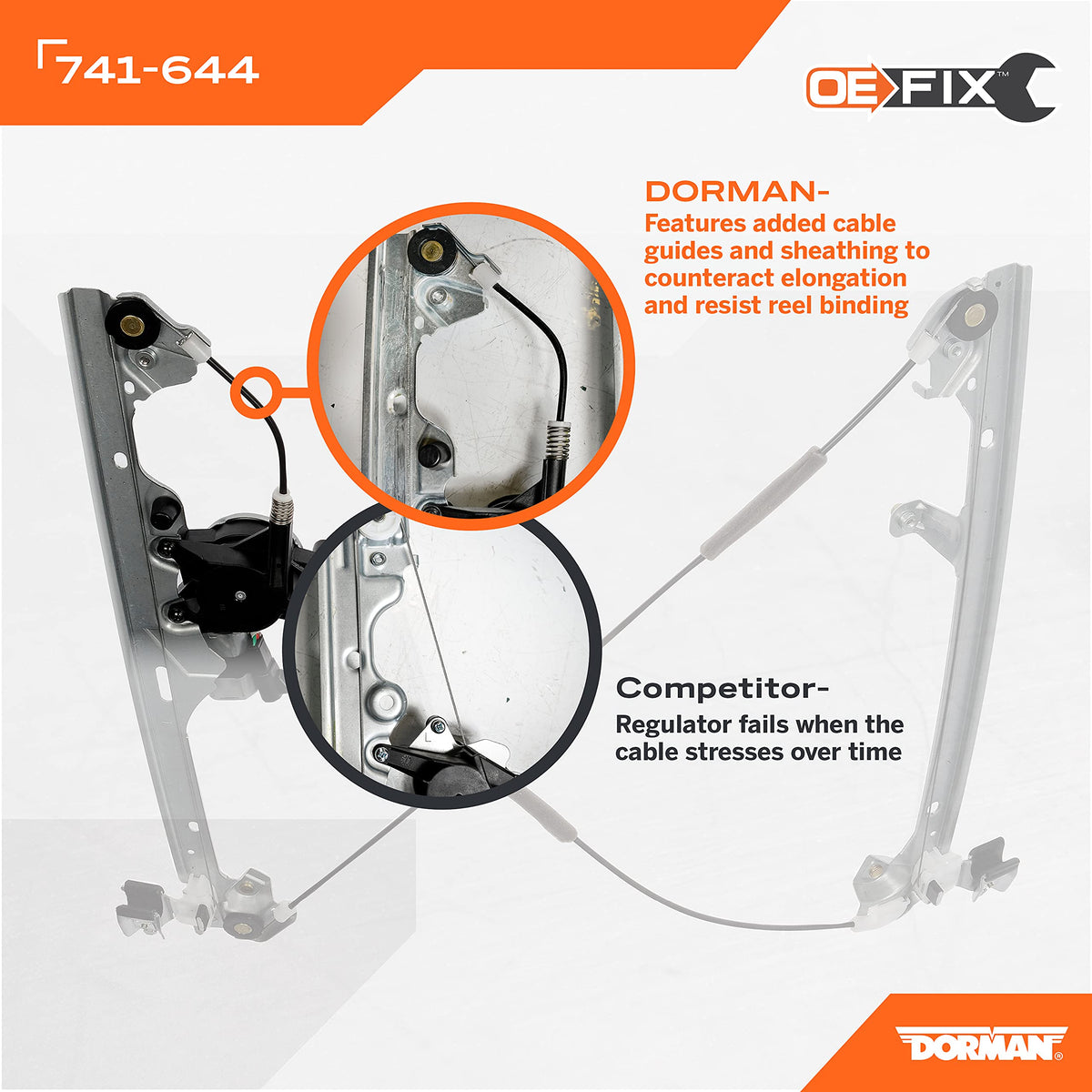 DORMAN 741-644 Dorman 741-644 OE FIX Front Driver Side Power Window Motor and Regulator Assembly for Select Cadillac/Chevrolet/GMC Models