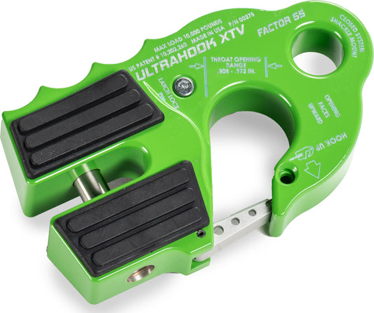 FACTOR 55 00275-08 Factor 55 Ultrahook XTV Closed System Shackle Mount, Max Rated Load: 10,000 Pounds and Breaking Strength: 21,000 Pounds - Green