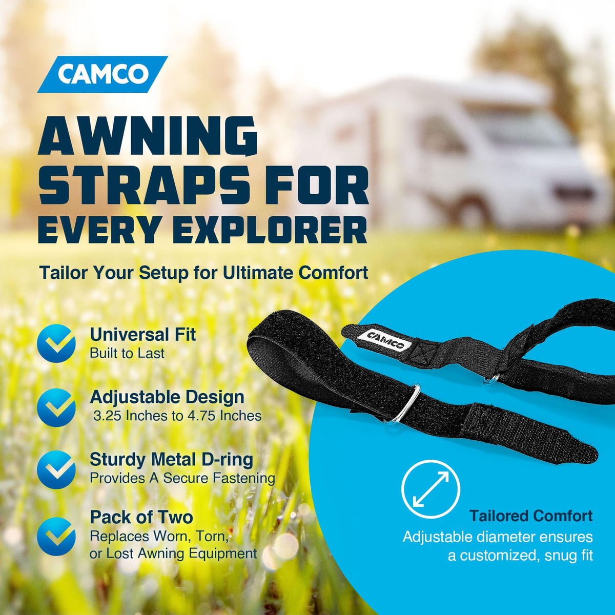 CAMCO 42503 Camco 42503 AWNING STRAPS 2/CARD