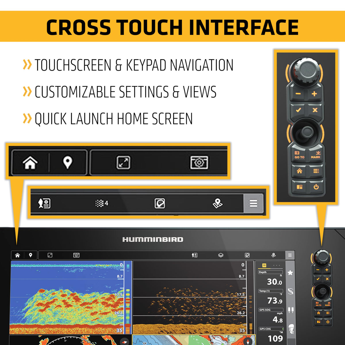 HUMMINBIRD 411240-1VXCHO Humminbird APEX 19 VX CHO GPS Fish Finder with LakeMaster and CoastMaster VX Maps and MEGA Side Imaging+ (Control Head Only)