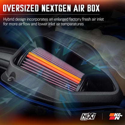 K&N FILTER 50-1542 K&N NextGen Cold Air Intake System: High-Flow Cotton Filter: Compatible with 2011-2023 Dodge/Chrysler: Challenger, Charger, 300, 300C, 300S, 50-1542