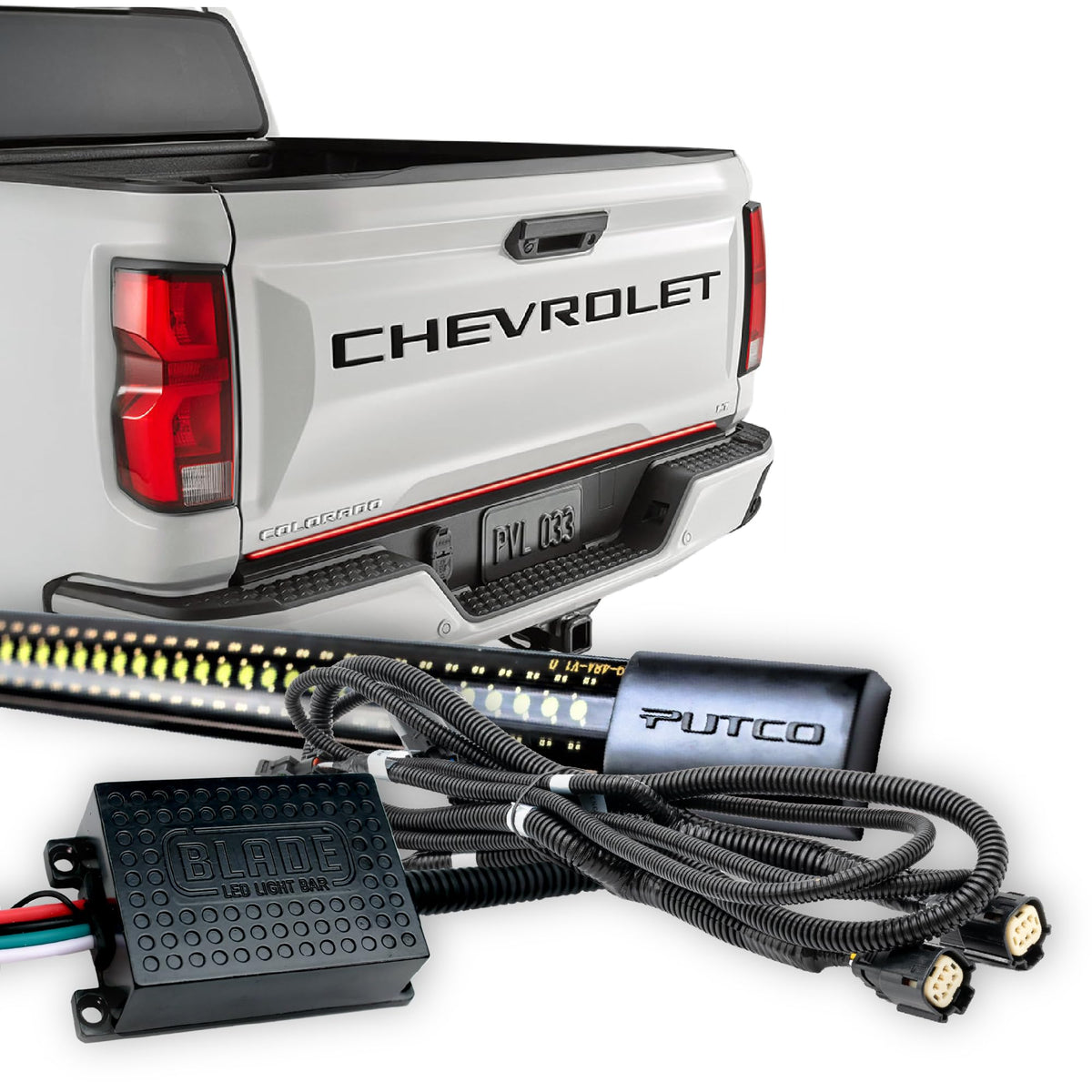 PUTCO 9203048-21 Putco 48" Blade LED Tailgate Light Bar Red/Amber/White LEDs & Plug-N-Play Quick Connect Harness - Fits Chevy Colorado 2023-2027