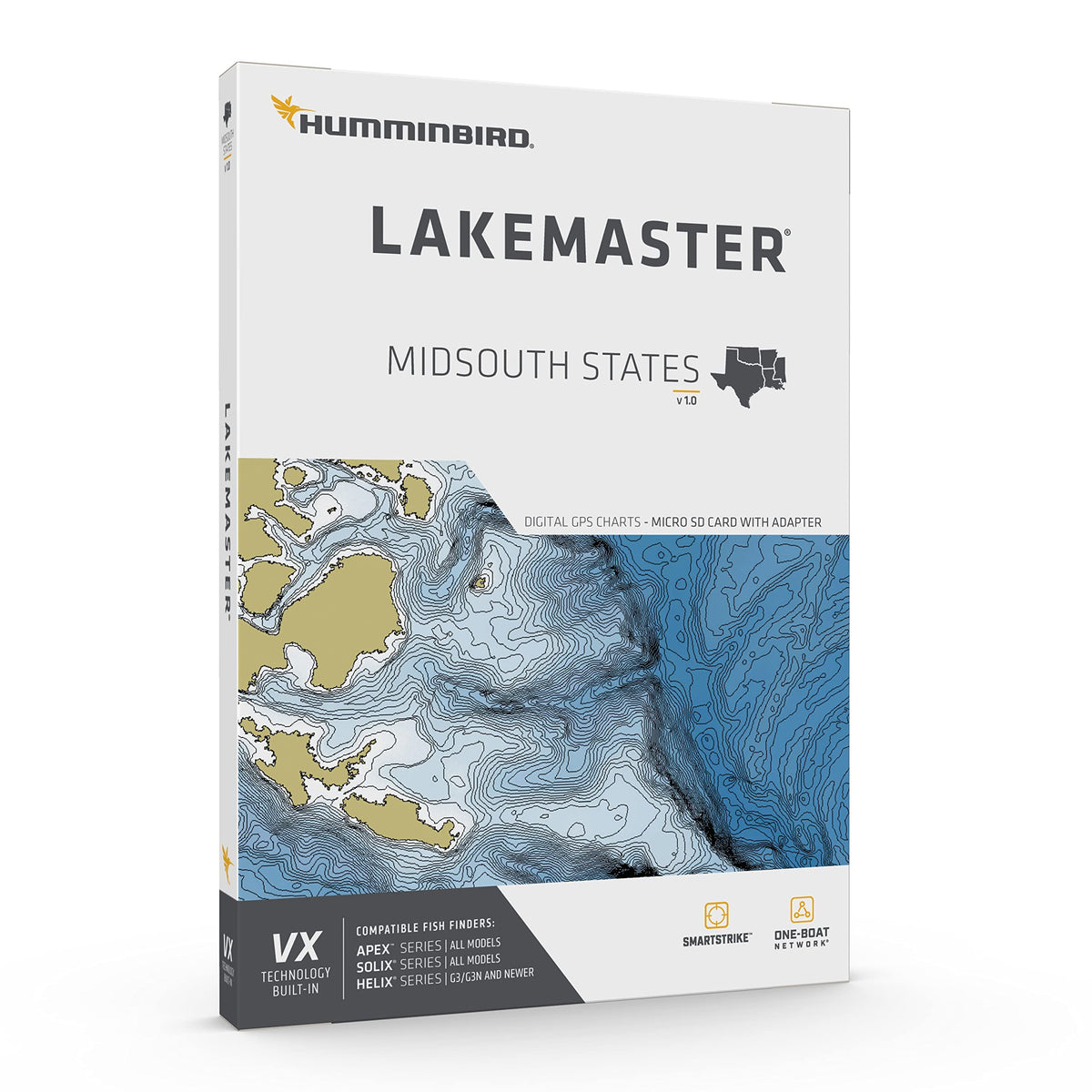 HUMMINBIRD 601005-1 Humminbird LakeMaster Midsouth States V1 Map SD Card for Fish Finders