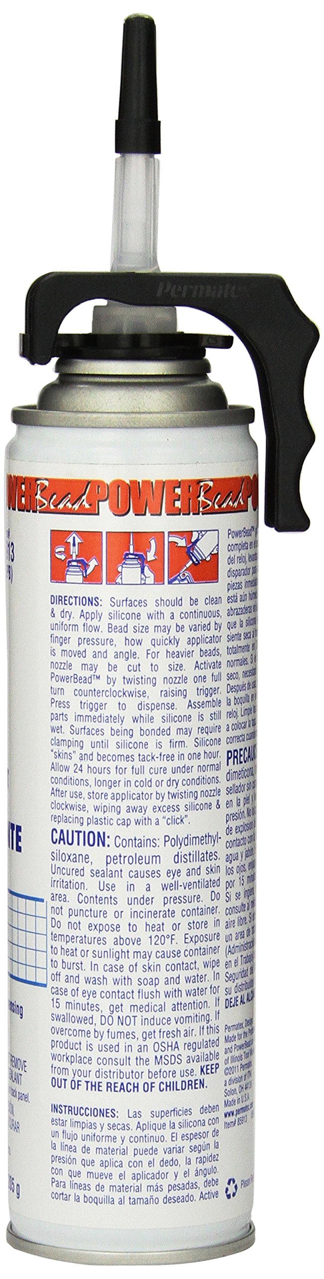 PERMATEX 85913 Permatex 85913 Clear RTV Silicone Adhesive Sealant, 7.25 oz. PowerBead Can,Package May Vary