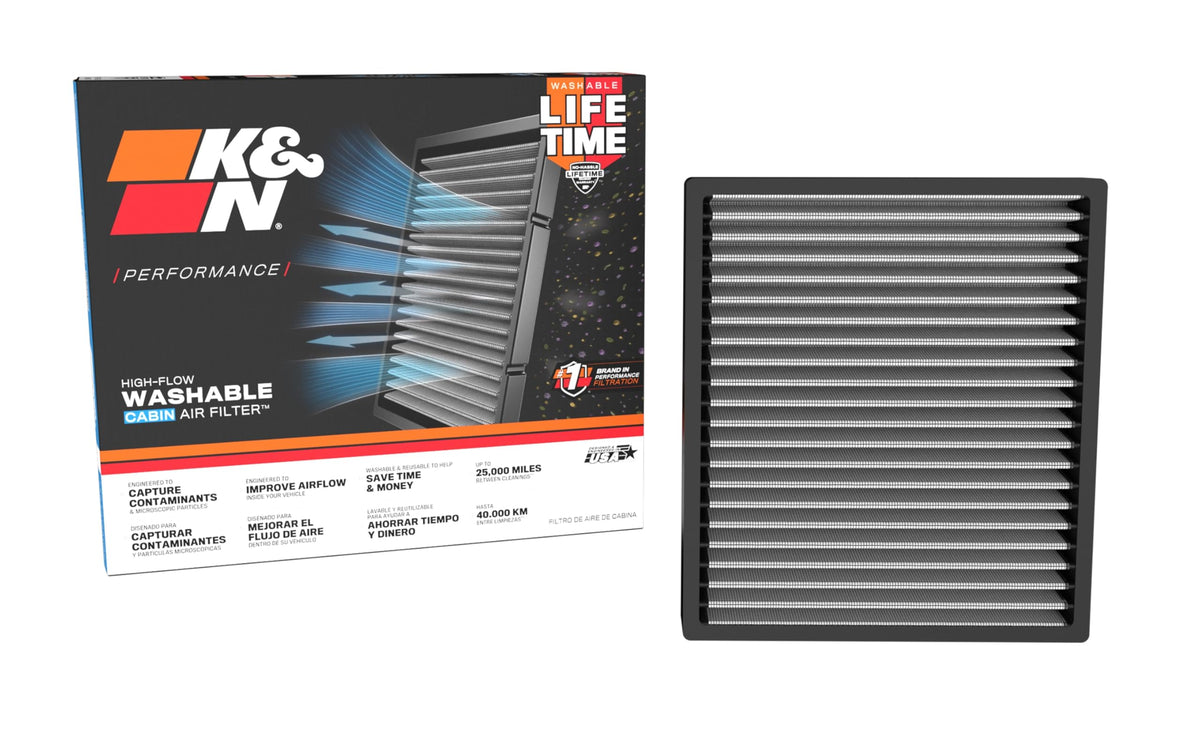 K&N VF2089 LIFETIME Cabin Air Filter: Washable, Clean Air