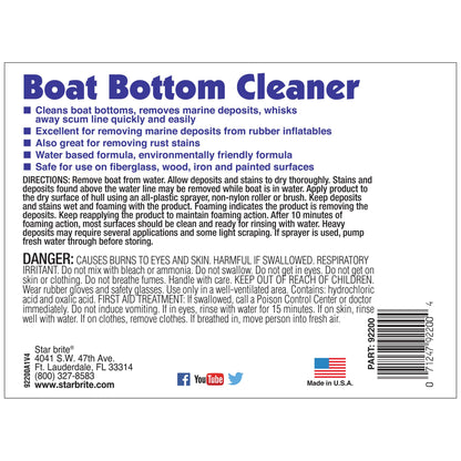 STAR BRITE 092200 STAR BRITE Heavy Duty Boat Bottom Cleaner - Remove Tough Deposits, Scum Lines & Rust Stains Quickly & Easily from Boat Hull - Ideal for Fiberglass, Wood, Iron & Painted Surfaces