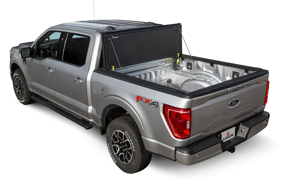 LEER 631298 LEER HF350M Tri-Folding Truck Bed Tonneau Cover, Fits Dodge Ram Without 60/40 Tailgate, Years 2019-2025, 5'7" Truck Bed, Black