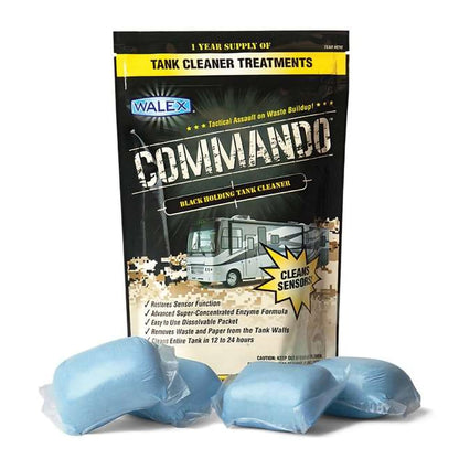 WALEX CMDOBG Walex Commando RV Tank Sensor Cleaner Packets – Cleans Black Tanks, 4-Pk