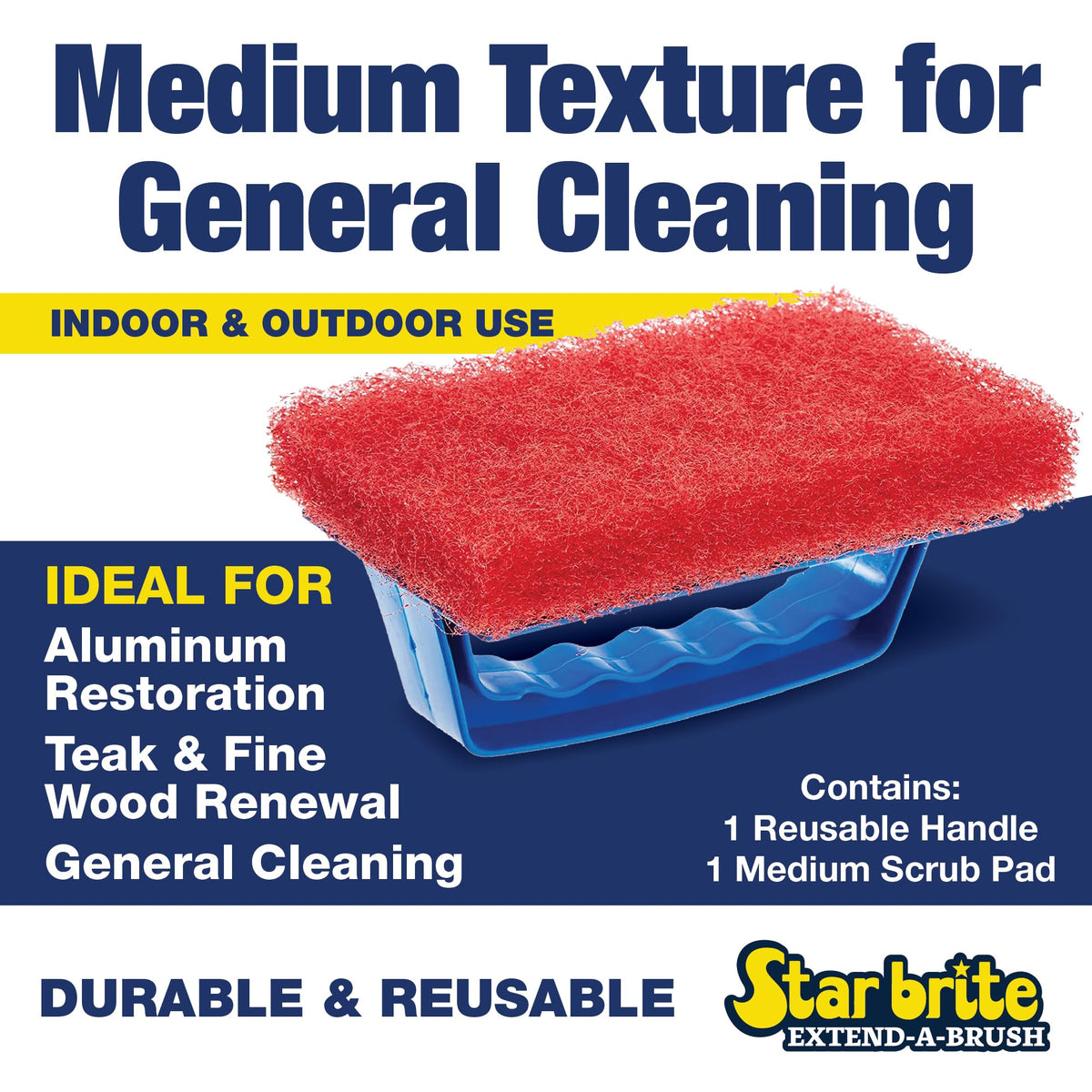STAR BRITE 040130 STAR BRITE Medium Red Scrub Pad with Interchangeable Handle
