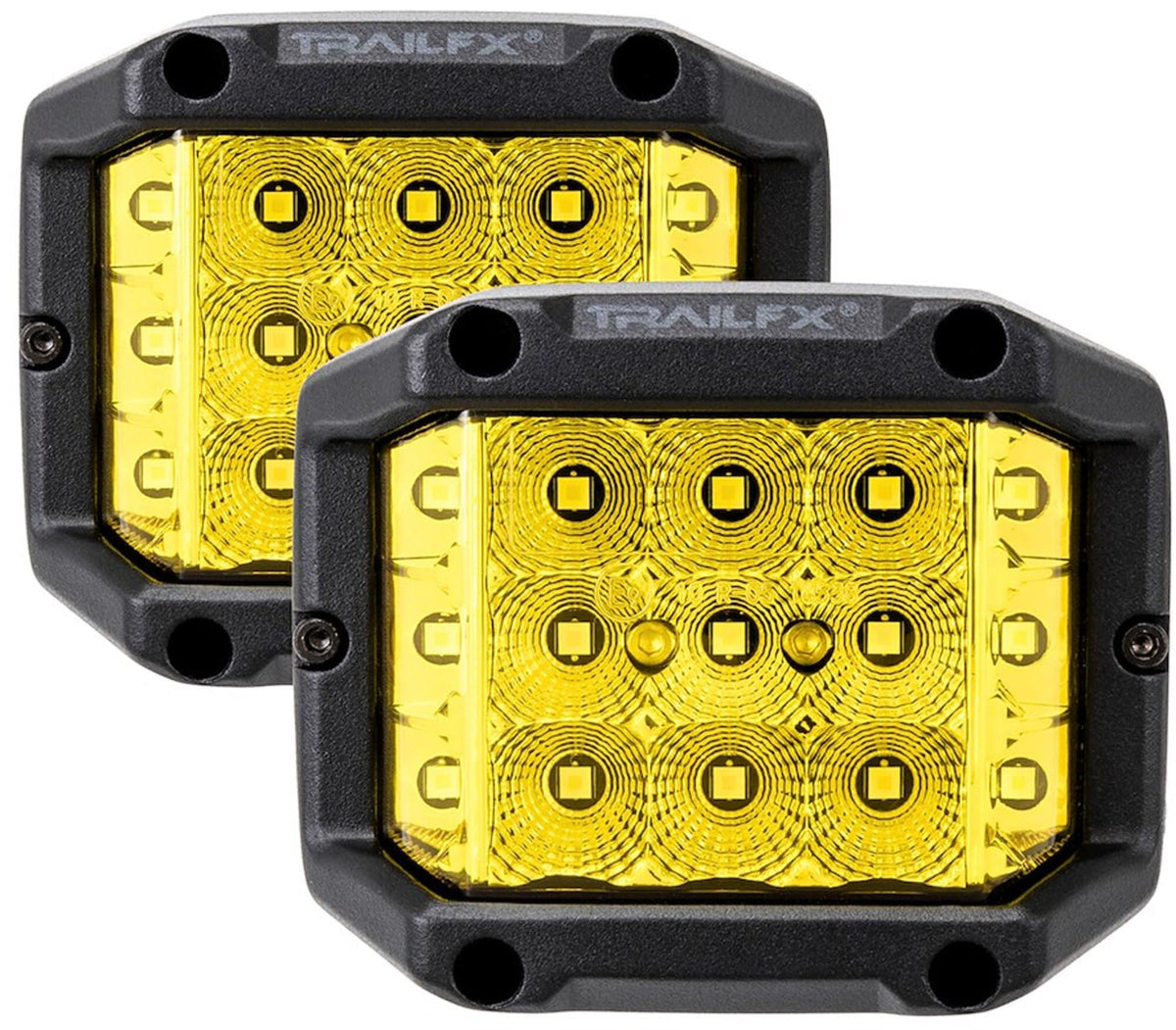 TRAILFX PODSIDAMS2 Trailfx Driving/Fog Light PODSIDAMS2, LED Bulb, 15 Clear LED 5 Watt Bulbs, 4 Inch Square, 60 Degree Spot Beam and 140 Degree Flood Combo Beam, Amber Lens, Bracket Mount, Set Of 2