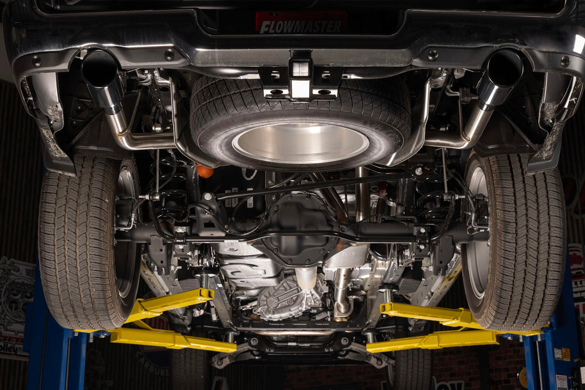 FLOWMASTER 737889 Flowmaster 737889 Signature Series Exhaust Kit 3 Inch 304 Stainless Steel 4.5 Inch Black Chrome Tips Compatible with 2019-2024 RAM 1500 New Body 5.7L with Factory Dual Exhaust 2 & 4WD All Wheelbases