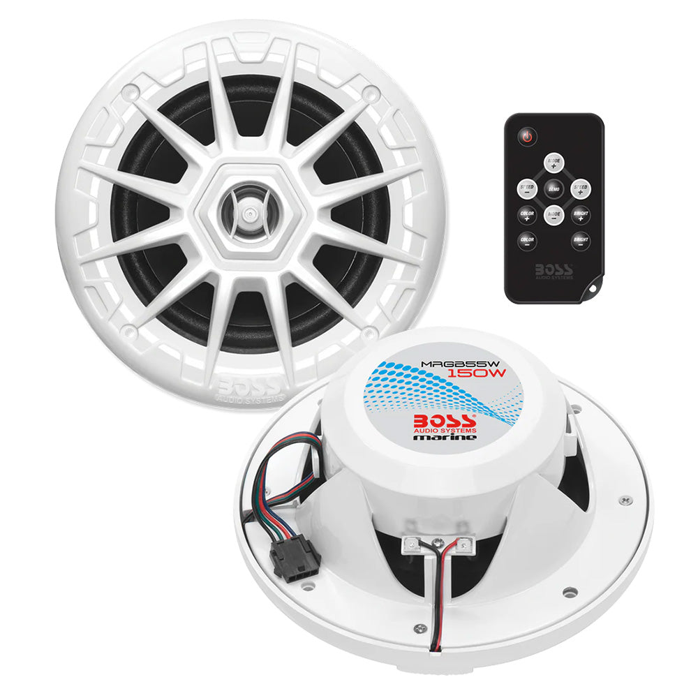 Boss Audio MRGB55W Boss Audio MRGB55W 5.25" Marine Speakers w/RGB Lighting - White