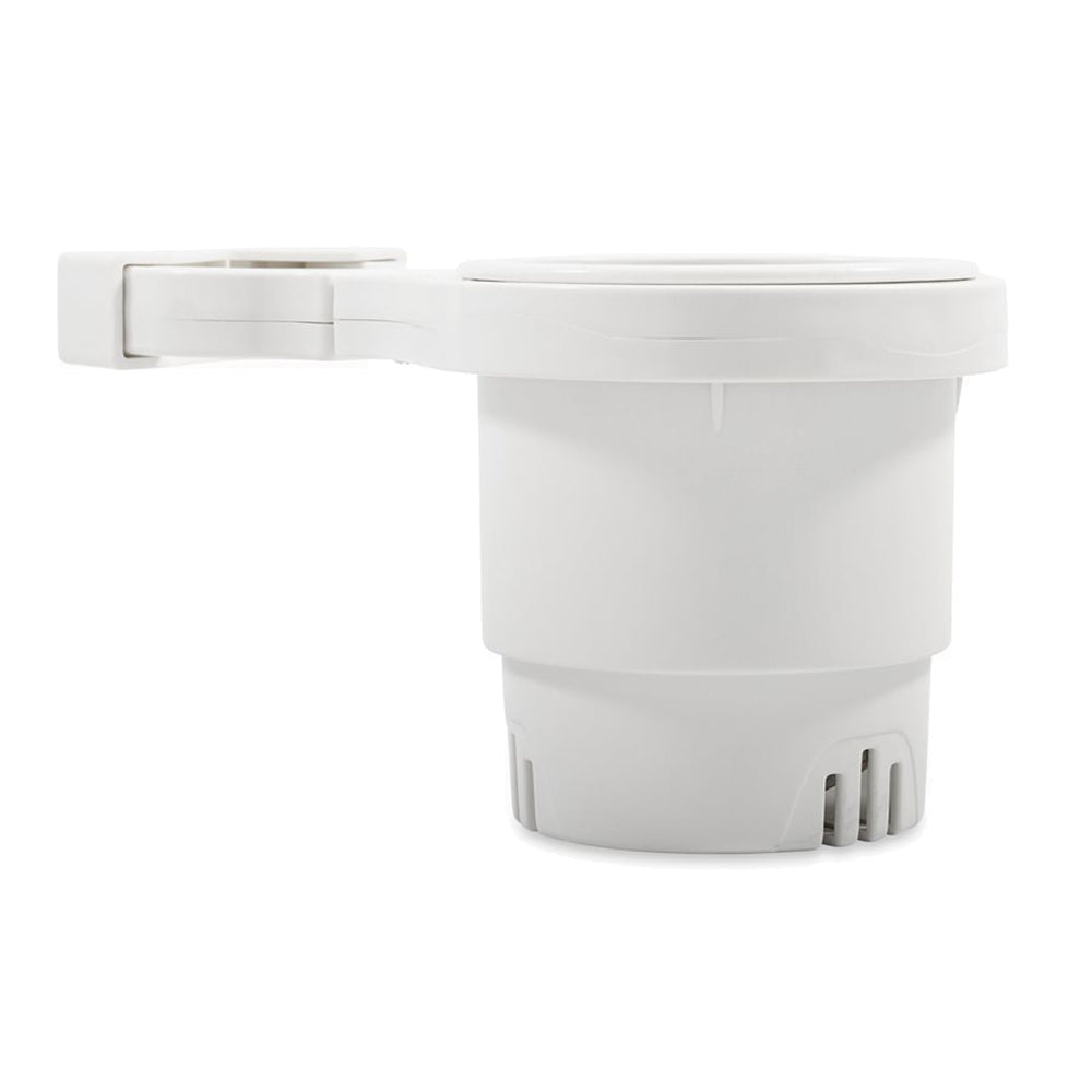 Camco 53083 Camco Clamp-On Rail Mounted Cup Holder - Large for Up to 2" Rail - White