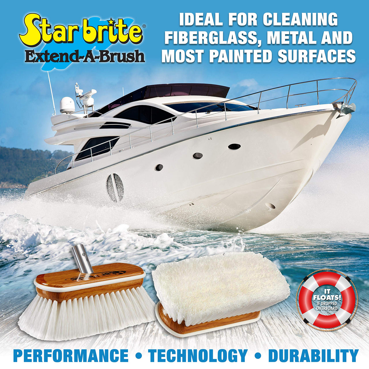 STAR BRITE 040172 STAR BRITE 8" Premium Stiff Bristle Wash Brush