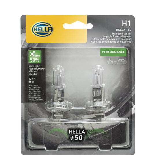 Hella H1P50TB +50 Performance Bulb, 12V, 55W, 2 Pack