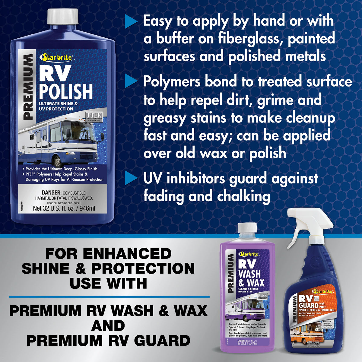 STAR BRITE 075732PW STAR BRITE Premium RV Polish - Ultimate Protection for Fiberglass, Painted Surfaces & Metals 32 OZ (075732PW)